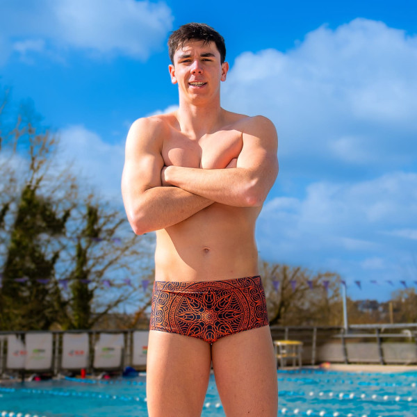 SWEAMS TRUNKS MANDALA ORANGE - NAVY - Boxer Natation Homme