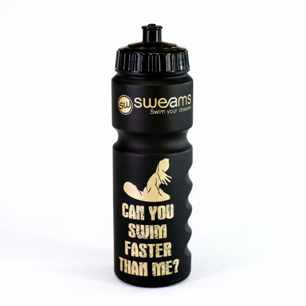 Bidon NATATION SWEAMS Can you swim faster than me - Black Matt GOLD - 750ml