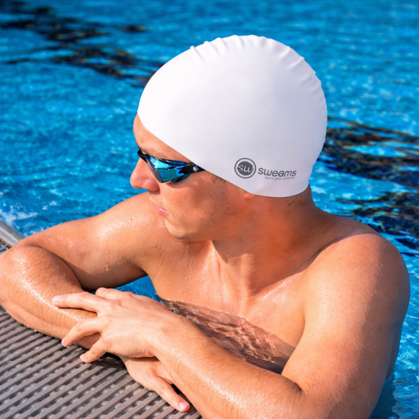 Bonnet SWEAMS White - Bonnet de bain silicone