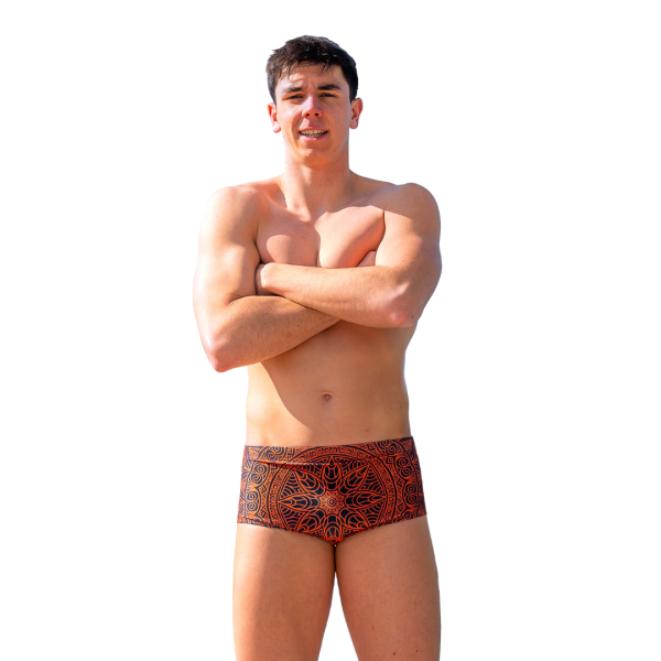 SWEAMS TRUNKS MANDALA ORANGE - NAVY - Boxer Natation Homme